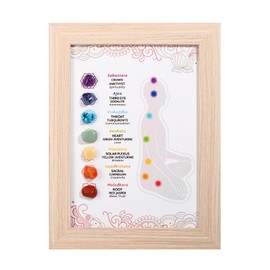 Jovivi 7 Chakras Crystals and Healing Stones Photo Frame Wood Picture Frame for Wall Tabletop Display Meditation Yoga Table Home Decor Gifts