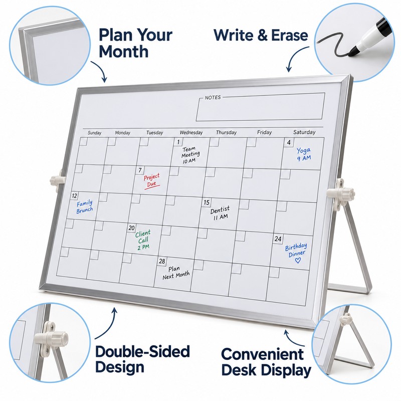 Dry Erase Monthly Calendar for Home and Office – 30