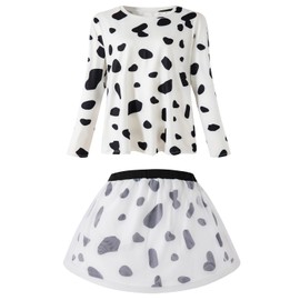 PROMOTED TO BIG SISTER Womens Dalmatian Costume 101 Days of School Outfit Shirt Tutu with Accessories, White, X-Large