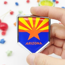 Overdecor Arizona Flag Decal Stickers Car Emblem Arizona Car Accessories Decorations Chrome Shield Flag Sticker Decals for Cars Truck Vehicles, 2 Pack