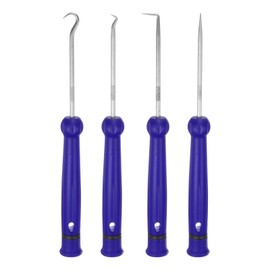 HARFINGTON 4 Pieces Pick and Hook Set 180mm Zinc Alloy Nylon Handle Round Automotive Pick Tool Set for Removing O Rings Small Items, Blue
