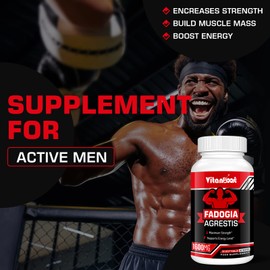Vitanboost Fadogia Agrestis 1000mg with Ashwagandha & ZINC- Maximum Strength Fadogia Agrestis Extract Supplements - Drive, Athletic Performance & Muscle Mass - Gluten Free, Non-GMO, 60 Softgels