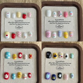 Kuromi Character Non-Toxic Nail Stickers for Girls & Students Press-on Strawberry Flower - 12 Pcs Set 20ea