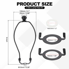 YOKIVE 9 Inch Lamp Harp, 2 Set Detachable Lamp Shade Holder with 3/8 Standard Saddle and E14 E26 UNO Light Base Heavy Duty Bracket for Table Floor Standing, Black