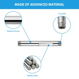 Lordear Shower Arm 6 Inch Chrome Ceiling Mount Shower Arm and Flange 6” Shower Head Extension Arm Design for Rainfall Showerhead,Round Pipe