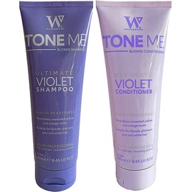 Purple Shampoo & Purple Conditioner Set with Free Makeup Bag, Watermans Life is Better in Blonde Set - Quickly Removes Yellow Tones for Blonde, Platinum, White or Grey Hair
