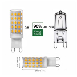 G9 LED Bulb 5W, 60W G9 Halogen Bulb Equivalent,G9 Bi Pin Base Light Bulbs for Chandelier Home Lighting Non-Dimmable T4 Chandelier Lighting No-Flicker Light Bulb 100V-265V (5, Natural White 4000K)