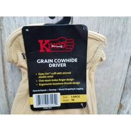 Kinco 98 Work Gloves Cowhide Leather Unlined Driver Farm Construct-S,M, - L