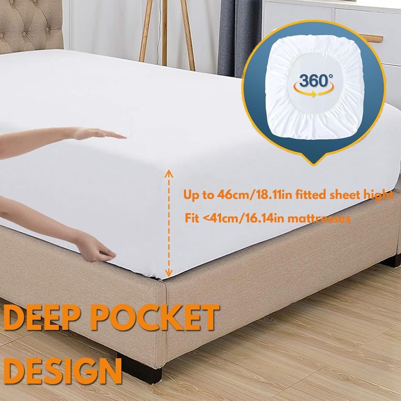 Waterproof Mattress Protector,H HOME-MART Deep Pocket Queen Size Fitted Sheet,Stretch