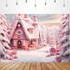 Christmas Gingerbread House Candy Backdrop Photography Pink Party Background (7X5FT)