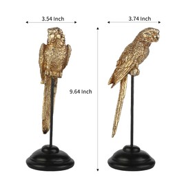ZoikOm Gold Parrot Figurine: Lifelike 9.8" Colorful Bird Sculpture - Perfect for Home, Garden, and Party Decor