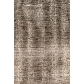 Rugs USA x Arvin Olano Melrose Checked Wool Area Rug - 3x5 Accent Rug Farmhouse Brown/Ivory for Living Room Bedroom Dining Room Entryway Kitchen