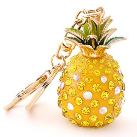 Yellow Pineapple Rhinestone Alloy Resin Women Car or Bag Keychain (Yellow Pineapple)