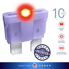 CARAX Glow Fuse – Premium Fuse Standard/Regular Blade ATC/ATO/ATS – 3A Kit 10 pcs – Glow When Blown LED Automotive Fuse – Smart Auto Glow Fuse Easy Identification – 10 pcs.