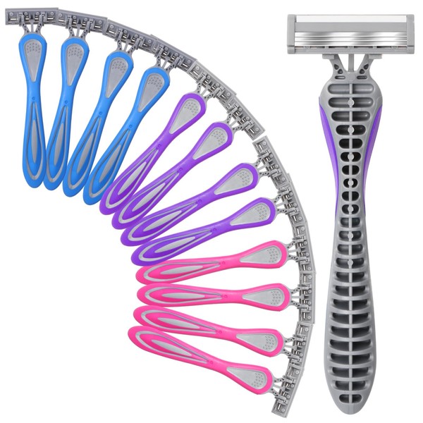 Leriton 12 Pcs Disposable Razors for Men Bulk 3 Blade