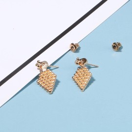 Yheakne Boho Square Stud Earrings Gold Diamond Shaped Stud Earrings Double Sided Earrings Minimalist Geometric Earrings Jewellery for Women and Girls, Alloy Steel