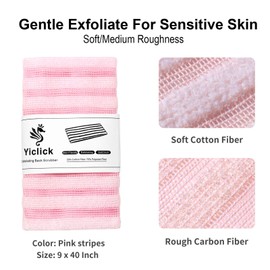 Exfoliating Back Scrubber, Korean Body Back Scrubber Towel for Shower, Japanese Exfoliating Bath Wash Scrub Cloth Washcloth Washer for Women Exfoliation, Body Scrubbing Brush Loofah Exfoliator (BLACK) (Pink)