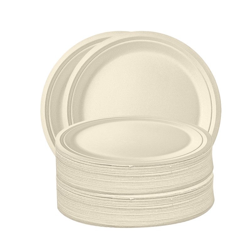 50PCS Disposable 9 Inch Plates Disposable Compostable Paper Tableware Set