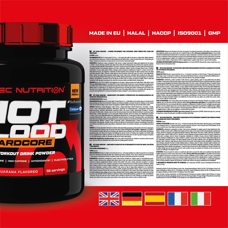 Scitec Nutrition Hot Blood Hardcore Pre-Workout Beverage Powder with Amino