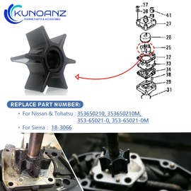 353-65021-0 353650210 Water Pump Impeller For Nissan Tohatsu 50 60 70 HP 2 Stroke Outboard Sierra 18-45404 50HP 60HP 70HP 353650210M 353-65021-0M