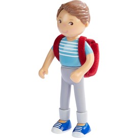 HABA 304742 Little Friends Papa Karsten Mini Doll from 3 Years, Includes Backpack, Durable Plastic Bending Doll for Long Playing Joy