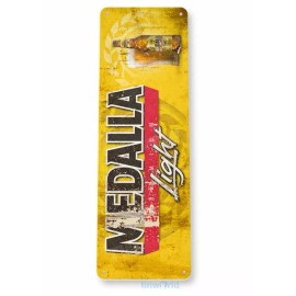 MEDALLA LIGHT 11X4 TIN SIGN BREW BAR PUB BREWING COMPANY PUERTO RICO RUSTIC