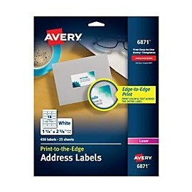 Mailing Label for Color Printers, Laser,1-1/4"x2-3/8", Matte White, 450/Pack AVE6871