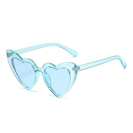 YOSHYA Clout Goggle Heart Sunglasses Vintage Cat Eye Mod Style Retro Kurt Cobain Glasses (Clear Blue/Blue)
