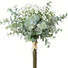 MUFEN Artificial Baby Breath Flowers Bouquets Fake Eucalyptus Branches for Home Wedding Aisle Decoration (White)