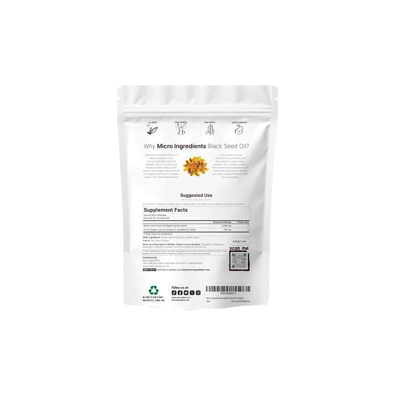 Aceite De Semilla Negra 3,000mg Con Orégano, 240 Cápsulas