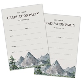 ltazhyi 20Pcs Graduation Party Invitations with Envelopes, Forest Mountain Fill-In Grad Party Invite Cards, Grad Celebration Announcement Party Favor Decoration Supplies -05