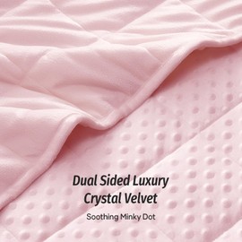 Wemore Minky Dot Weighted Blanket for Adults Queen Size 12 lbs, Soft Cozy Heavy Blanket for Bed and Couch, Breathable Blanket for All-Season with Glass Beads, Pink 60 x 80 inches