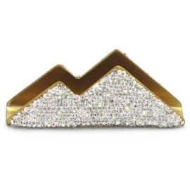 Bestbling Bling Rhinestone Metal Business Card Holder Stand for Desk Business Card Display Stand Desktop Business Card Holders (Silver)