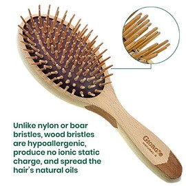 Giorgio Cepillo de pelo de cerdas de madera respetuoso con el medio ambiente, cepillo para desenredar grande y cepillo de crecimiento del cabello para