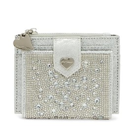 Betsey Johnson Women's Bling It On Bifold Wallet, Silver, One Size