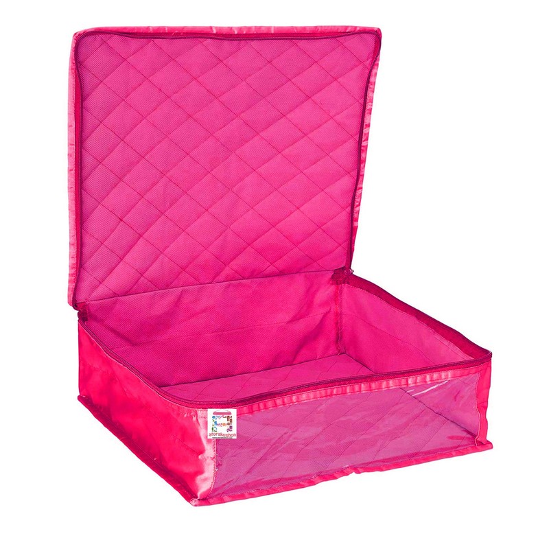 atorakushon Fabric Satin Foldable Saree Covers Cloth Garments Storage Bag