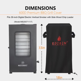 30 inch Grill Cover for Masterbuilt 30-inch Digital Electric Vertical BBQ Smoker with Side Wood Chip Loader,30 Inch Electric Smoker Cover for Masterbuilt MB20071117, 18" W x 17" D x 33" H