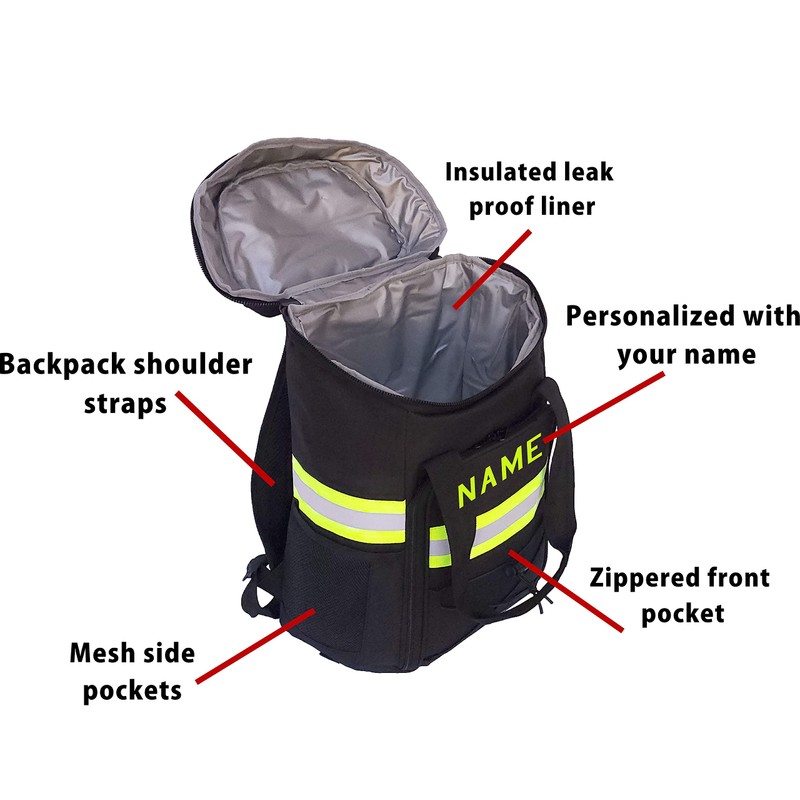 Fully Involved Stitching Firefighter Backpack Cooler (Black)