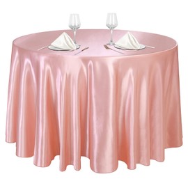 Ruisita 120 Inches Round Satin Tablecloths Rose Gold Overlay Round Satin Table Cover Bright Silk Tablecloth Smooth Fabric Table Decor for Wedding Banquet Table Decoration