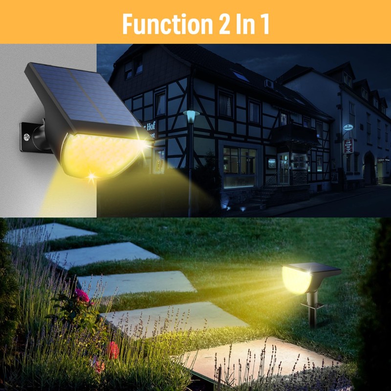 GKGG Solar Lights Outdoor Waterproof IP65, 76 LED 3 Lighting