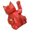Fortune Cat Figurine Geometry Style Eco Friendly Resin Bright Red