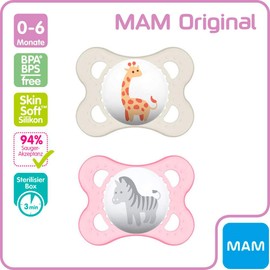 MAM Day & Night Dummy 0-6 // Set of 4 // Includes 2 Sterilised Transport Boxes