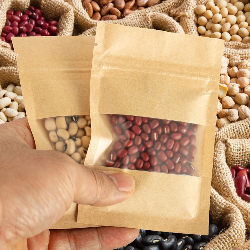 YHNTGB 100pcs Seed Envelopes Resealable with Clear Window Kraft Paper