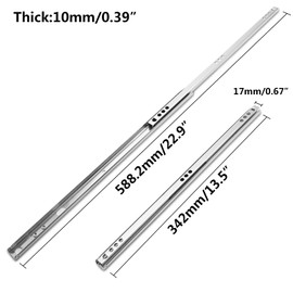 Suiwotin 4PCS 13.5 Inch Drawer Slides, Metal Ball Bearing Drawer Slides, Small Drawer Rails, Non-Removable Side Mount Two Way Slide Track Rail, 2 Pairs (0.7" Wide)