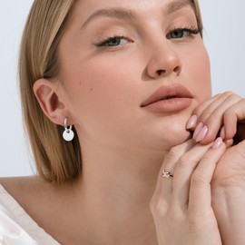 Earrings Silver 925 Earrings Silver Hanging for Women Girls Men Hoop Earrings Silver 925 Round 14K Gold Huggie Hoop Earrings Rose Gold Earrings Gift, small, Gold-plated, Not stone