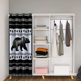 jejeloiu Bear Door Cover Curtain Farmhouse Wild Animal Insulated Thermal Curtains for Bedroom Hunting Wildlife Black Bear Super Cozy Home Decor 30%-50% Room Darkening Curtain 42x80 Inch 1 Panel