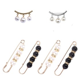 Pearl Brooch Pins,6 Pcs Fashion Pearl Brooch,Sweater Shawl Clip Waist Pants Extender Safety Pins Safety Pin Brooch Jeans Button Pins Pants for Women Girls Clothing Dress pants skirt Cardigan Collar