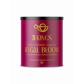 3 KINGS Premium Chaga - Lions Mane - Turkey Tail Mushrooms & Jasmine Pearls Blend - 30 Tea Bags