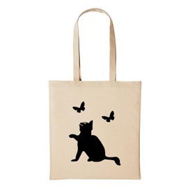 huuraa Jute Bag Cat Butterflies Gift Idea 10 Litre Shopping Bag Natural Cotton, natural