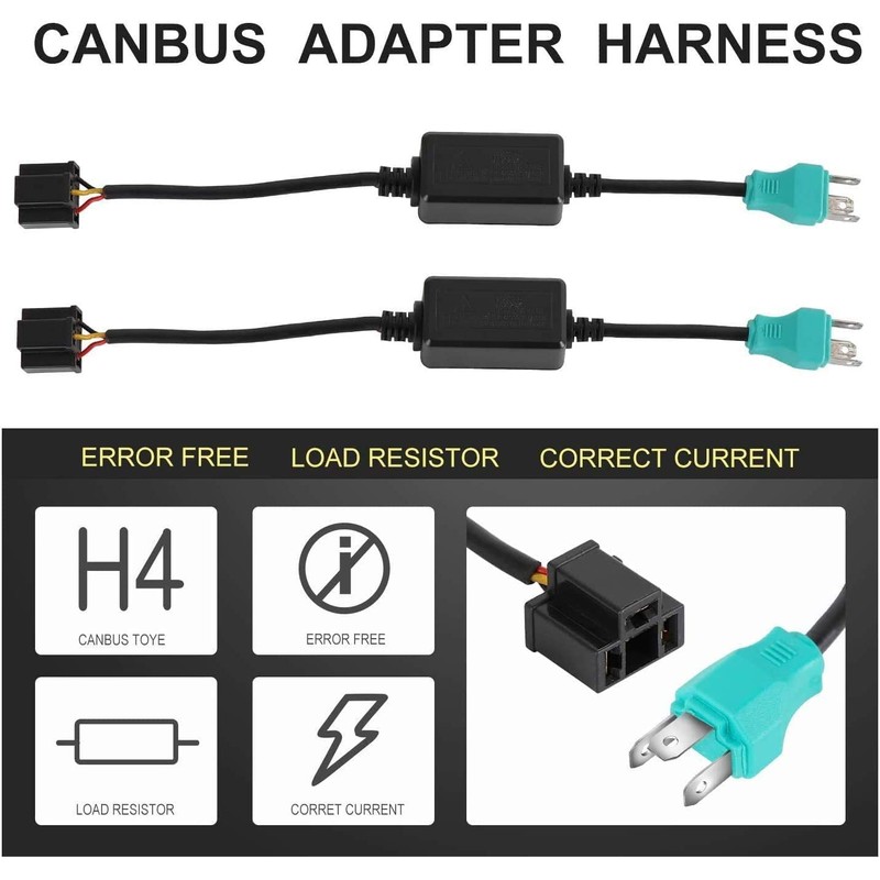 YEEGO DIRECT H4 HB2 9003 LED Headlight Decoder Anti-Flicker Harness